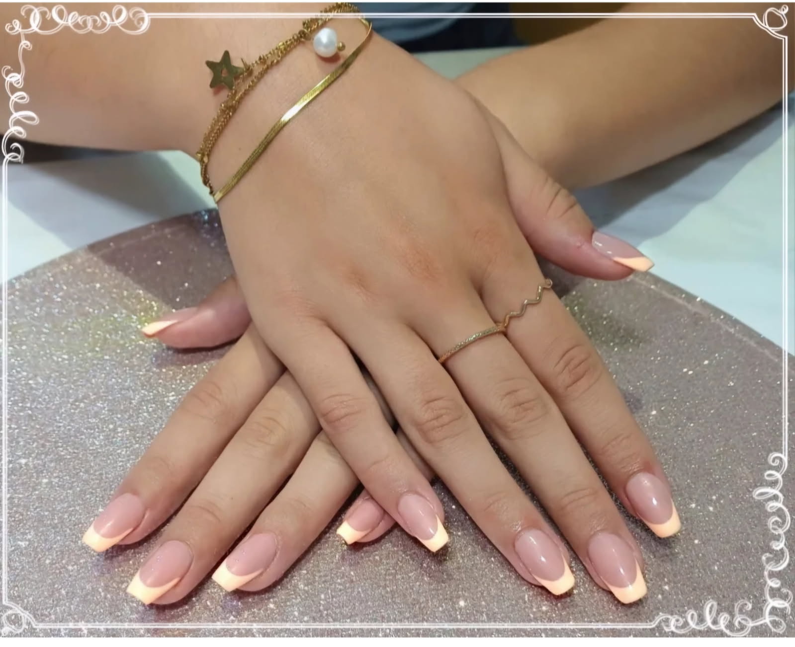 Nails with intricate gel art design