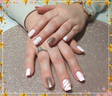 Nails with intricate gel art design